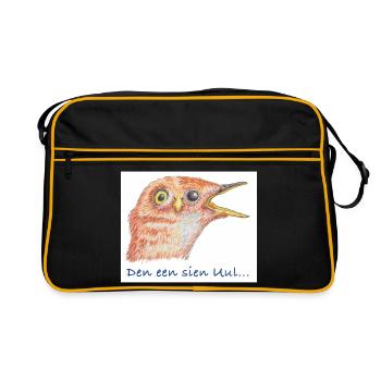 PlattSnack – Den een sien Uul... - Retro Tasche - Schwarz/Gold - Vorne