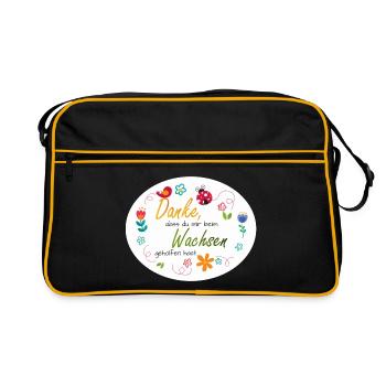 Dire adieu à la garderie - Merci - Fleurs colorées - Sac Retro - noir/or - Devant