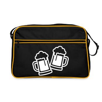 Verre à bière symbole bière - Sac Retro - noir/or - Devant