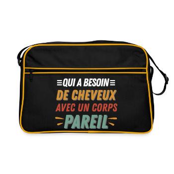 Bald, No need for hair with this dream body - Retro Bag - black/gold - Front