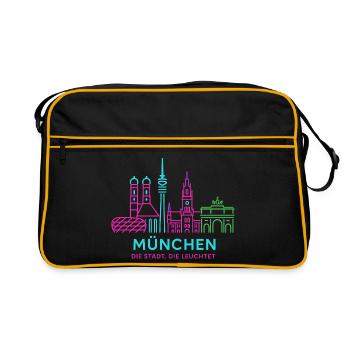 Silhouette néon de Munich - Sac Retro - noir/or - Devant