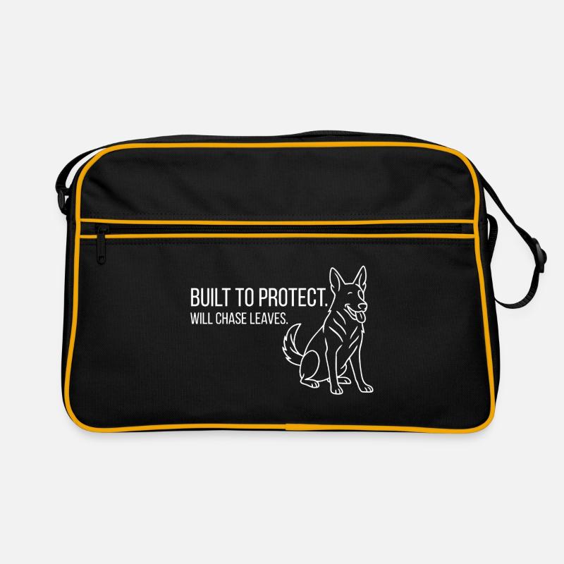 Treue Seele auf vier Pfoten – Schäferhund Liebe - Retro Tasche - Schwarz/Gold