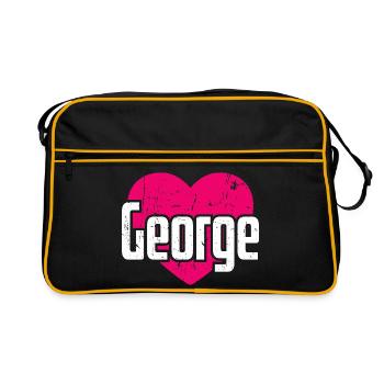 I Love George Pinkes Herz Ich liebe George - Retro Tasche - Schwarz/Gold - Vorne