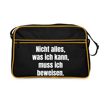 Beweise nicht alles Mutige Typo-Statement - Retro Tasche - Schwarz/Gold - Vorne