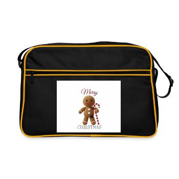 Bonhomme en pain d’épices avec canne de sucre d’orge - Sac Retro - noir/or - Devant