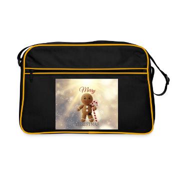 Gingerbread Man with Candy Cane Christmas - Retro Bag - black/gold - Front