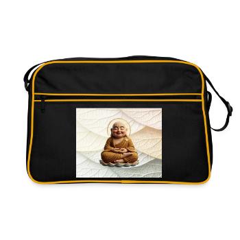 Buddha on leaf pattern - Retro Bag - black/gold - Front
