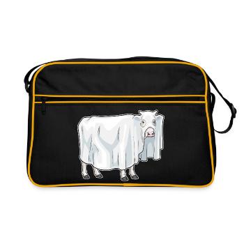 Vache Halloween fantôme - Sac Retro - noir/or - Devant