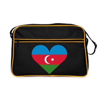 Azerbaijan heart flag - Retro Bag - black/gold - Front