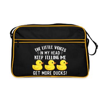 Petites voix disent « Get More Ducks » Citation drôle - Sac Retro - noir/or - Devant