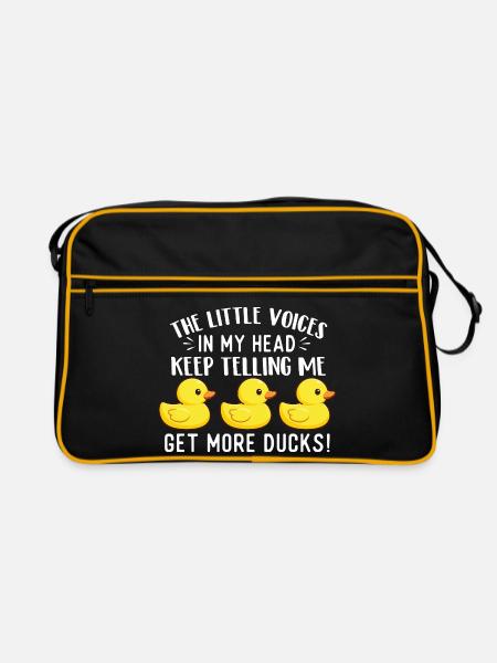 Little Voices Say Get More Ducks Funny Quote - Retro Bag - black/gold - Front
