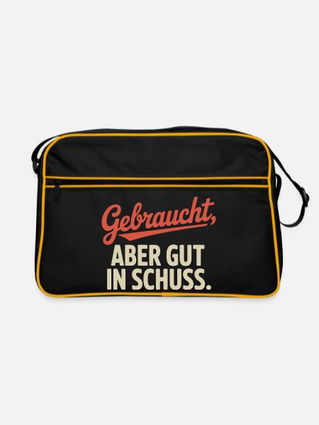 Gebraucht Aber Gut In Schuss Oldtimer Geburtstag - Retro Tasche - Schwarz/Gold - Vorne