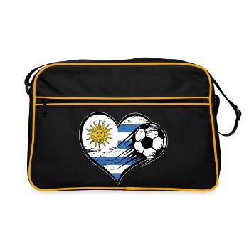 Flag football uruguayen avec le cœur utilisé - Sac Retro - noir/or - Devant