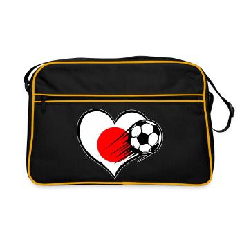 Japan Flag Football with Heart - Retro Bag - black/gold - Front