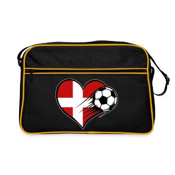 Flag Football Danemark avec cœur - Sac Retro - noir/or - Devant