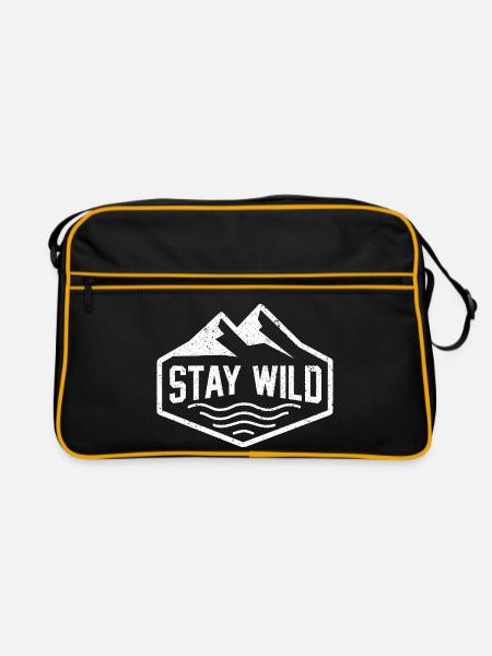 Stay Wild Mountain Motif - Retro Bag - black/gold - Front