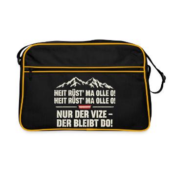 Heit rüst' ma olle o – Nur der Vize bleibt do! - Retro Tasche - Schwarz/Gold - Vorne