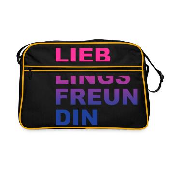 Freundin Freundschaft Lieblingsfreundin - Retro Tasche - Schwarz/Gold - Vorne