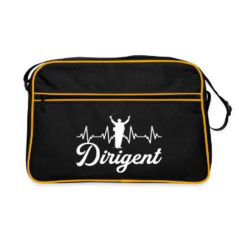 Dirigent Dirigentin Dirigieren Chor Herzschlag - Retro Tasche - Schwarz/Gold - Vorne