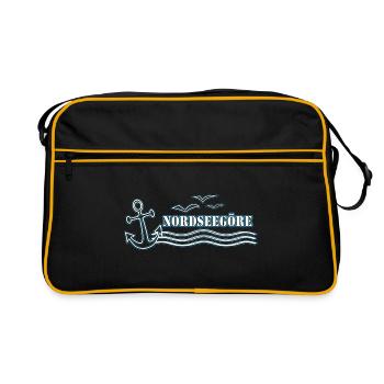 Nordseegöre Schriftzug | Yolo-Artwork - Retro Tasche - Schwarz/Gold - Vorne