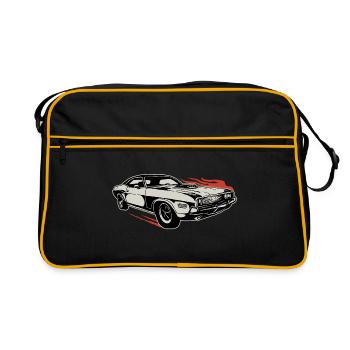Vintage muscle car US car fire old school - Sac Retro - noir/or - Devant
