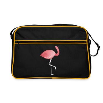 Flamingo auf einem Bein - Retro Tasche - Schwarz/Gold - Vorne
