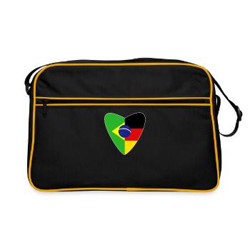 Brasilien Deutschland Flagge Brasilianer Geschenk - Retro Tasche - Schwarz/Gold - Vorne