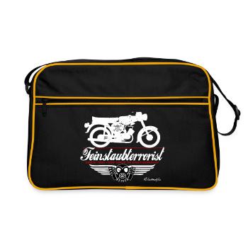 Ostmoped DDR s51 VEB Feinstaubterrorist - Retro Tasche - Schwarz/Gold - Vorne
