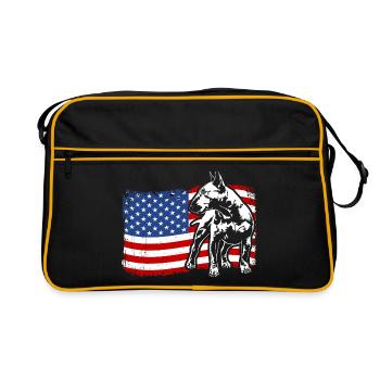 Anglais Bull Terrier America Flag Dogs Wilsigns - Sac Retro - noir/or - Devant