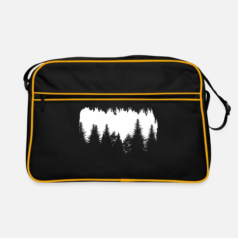 Pine forest silhouette trees nature Retro Bag