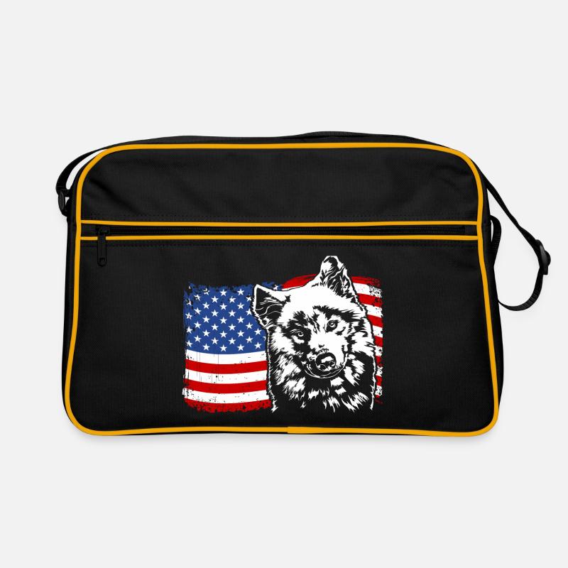 Samojede Amerika Fahne Hund Hunde Wilsigns Retro Tasche