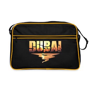 Dubai Skyline T-shirt coucher de soleil Burj Khalifa - Sac Retro - noir/or - Devant