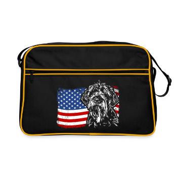 Korthals Griffon Amérique Flag Chien Chiens Wilsigns - Sac Retro - noir/or - Devant