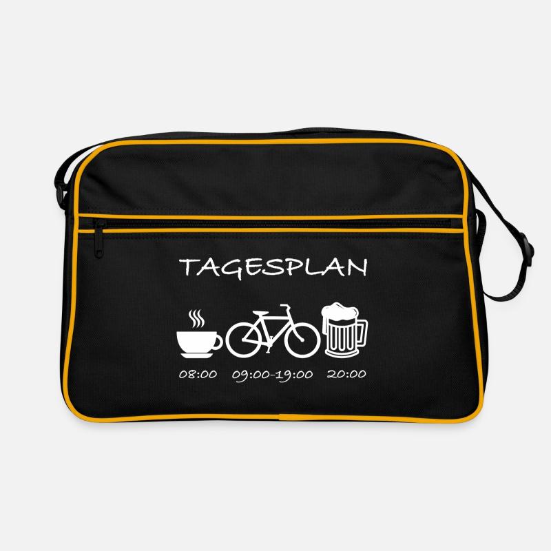 Tagesplan Kaffee Fahrrad Bier Retro Tasche