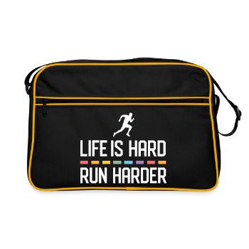 La vie est dure. Courez plus fort. - Sac Retro - noir/or - Devant
