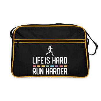 La vie est dure. Courez plus fort. - Sac Retro - noir/or - Devant
