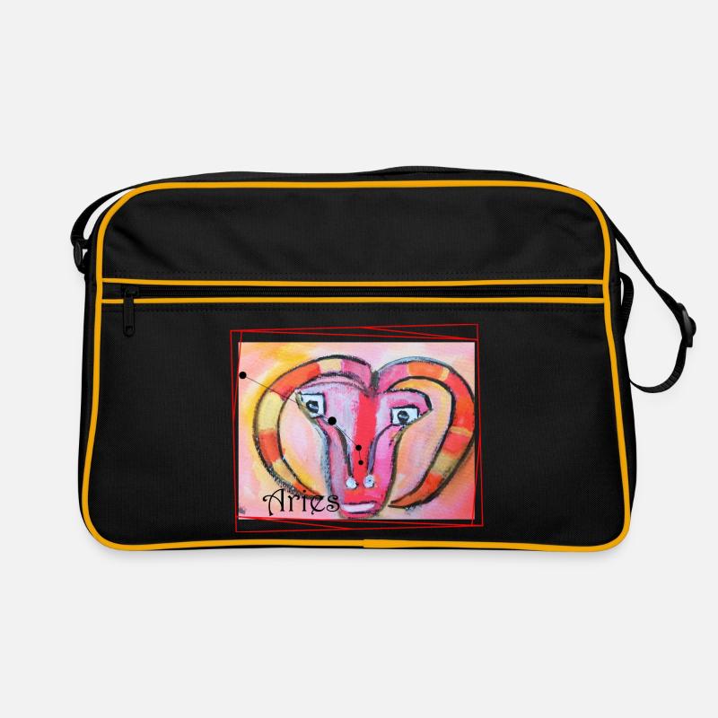 Widder Regenbogen Himmlische Kunst - Retro Tasche - Schwarz/Gold