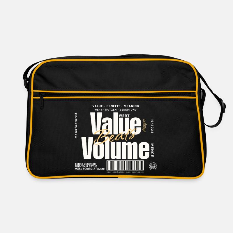Value Beats Volume – Statement Design (Dunkel) Retro Tasche