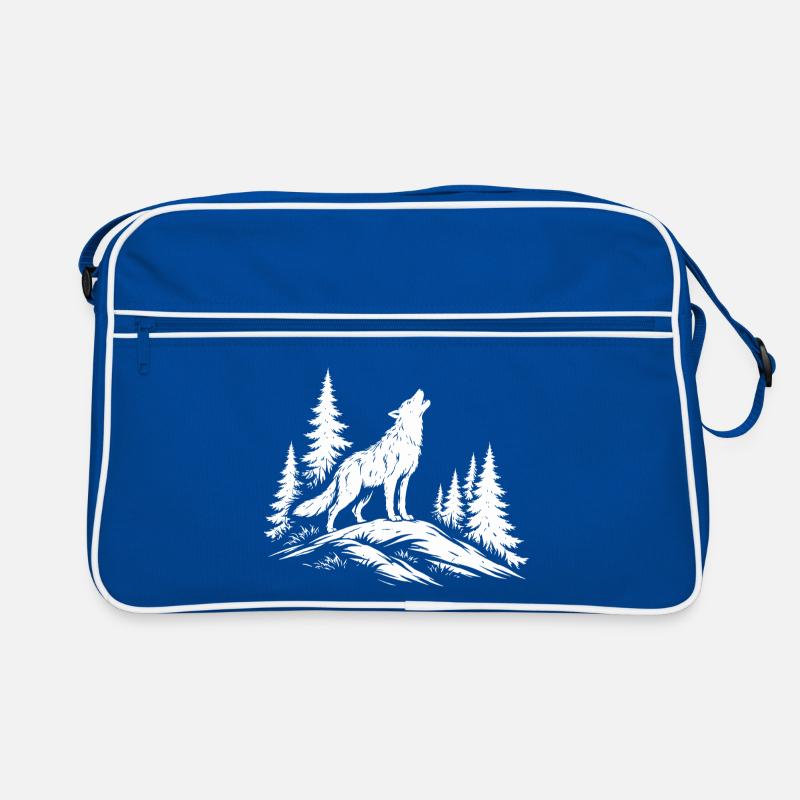 Heulender Wolf Retro Tasche