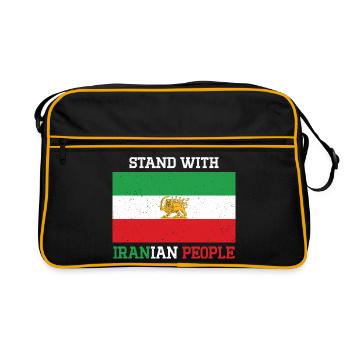 Stand With Iranian People Emblem - Retro Bag - black/gold - Front