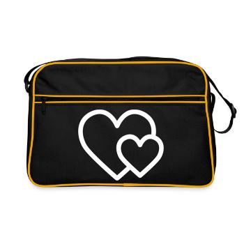 Small heart in front of a big heart - Retro Bag - black/gold - Front