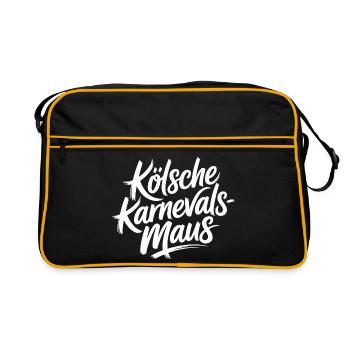 Kölsche Karnevalsmaus Karneval Köln Kölner Maus - Retro Tasche - Schwarz/Gold - Vorne