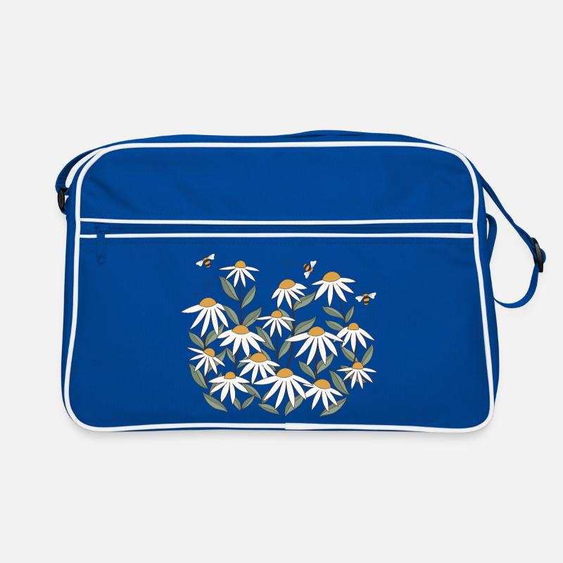 Wildblume mit Bienen Retro Tasche