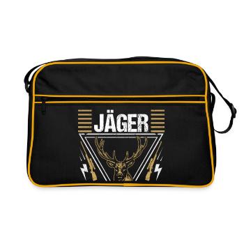 Jagd Jagen Waidmann Jäger - Retro Tasche - Schwarz/Gold - Vorne