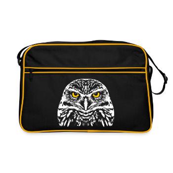 Owl with shining eyes - Retro Bag - black/gold - Front