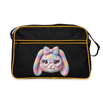 Lunettes en forme de cœur de lapin Pâques en forme de lapin pastel arc-en-ciel - Sac Retro - noir/or - Devant