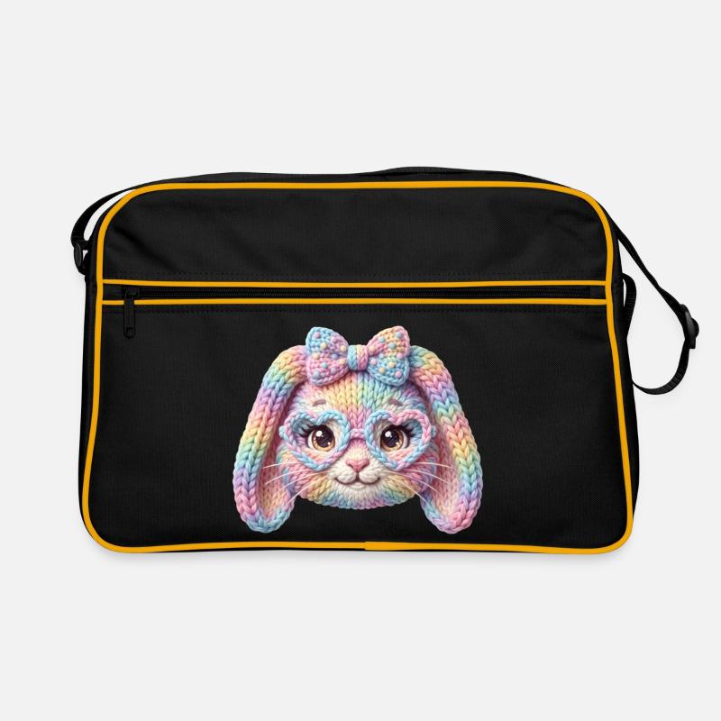 Hase Herzbrille Häschen Pastell Regenbogen Ostern Retro Tasche