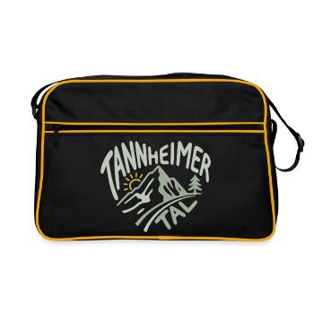 Tannheimer Tal Alpen Herz Panorama - Retro Tasche - Schwarz/Gold - Vorne