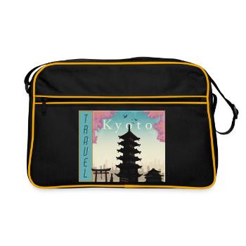 Pagode de Kyoto dans la lumière du soir Tavel Kyoto Japon - Sac Retro - noir/or - Devant