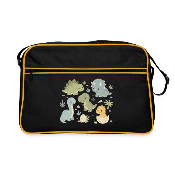Design des enfants dinosaures mignons - Sac Retro - noir/or - Devant
